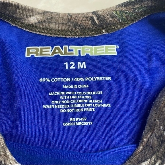 Realtree Baby Boy Camo Onesie Short Sleeve Bodysuit 12M - Picture 4 of 5
